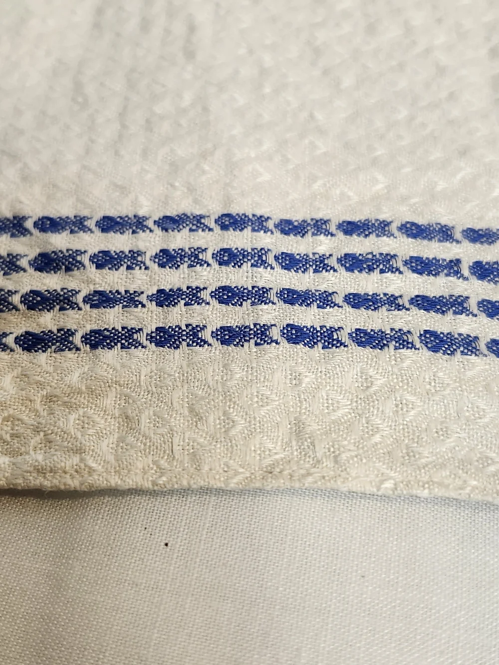 3 Cloth Napkins White And Blue